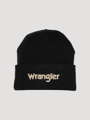 Wrangler Chainstitch Logo Beanie in Black