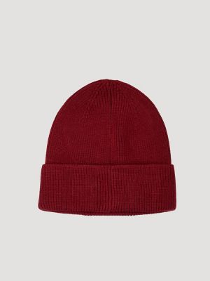Women's Wrangler Buckle Beanie in Dark Red