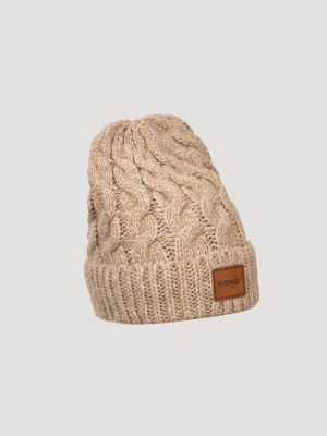Womens Marled Cable Satin Lined Beanie:Brown:One Size alternative view 2