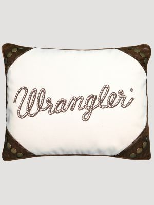 Wrangler Logo Faux Leather Decorative Throw Pillow