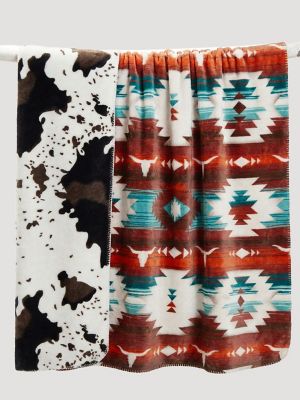 Wrangler Western Double Sided Throw Blanket in Multi
