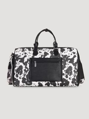 Cow Print Fringe Duffle Bag