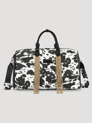 Cow Print Fringe Duffle Bag from Wrangler - $89.99