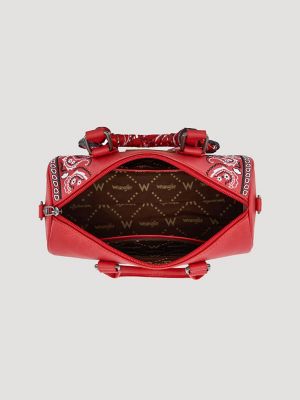 Bandana Print Barrel Bag in Red