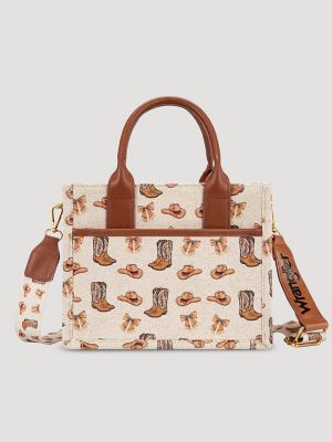 Boots and Hats Charm Mini Tote in Tan