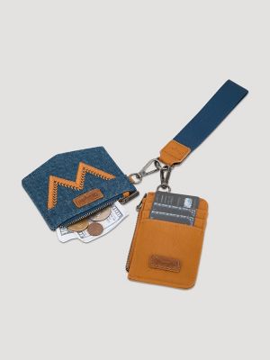 Denim and Canvas Keychain Wallet Set