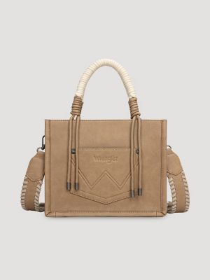 Cow Print Fringe Mini Tote in Khaki
