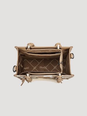 Cow Print Fringe Mini Tote in Khaki