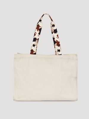 Cow Print Logo Canvas Tote