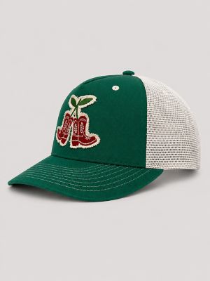 Women's Cherry Boots Mesh Trucker Hat