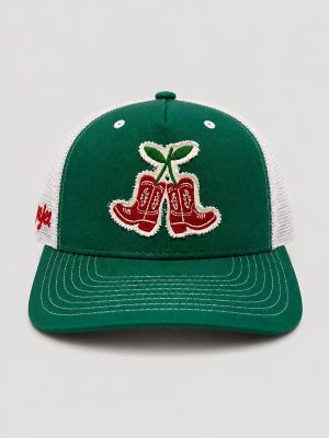 Women's Cherry Boots Mesh Trucker Hat