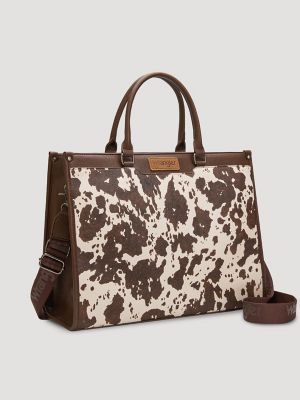 Cowhide Print Laptop Tote