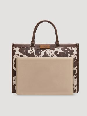 Cowhide Print Laptop Tote