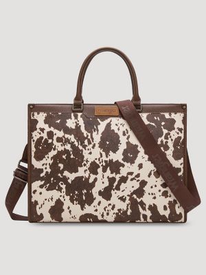 Cowhide Print Laptop Tote