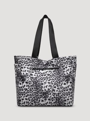 Leopard Print Canvas Tote in Black