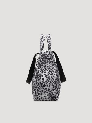 Leopard Print Canvas Tote in Black
