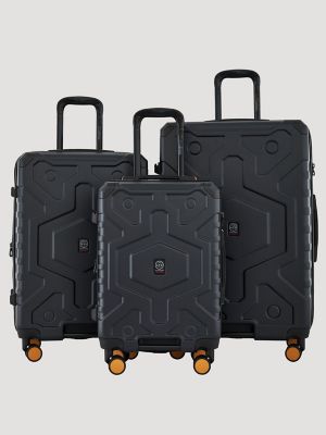 ATG Expandable Hardside Luggage Set (3-Piece) in Jet Black/Gold