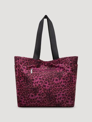 Leopard Print Canvas Tote in Purple