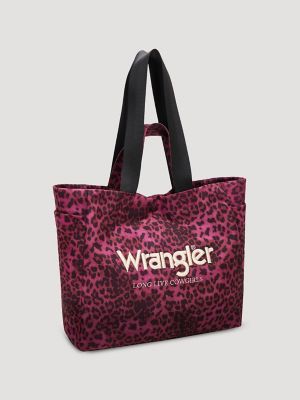 Leopard Print Canvas Tote in Purple