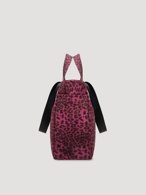 Leopard Print Canvas Tote in Purple