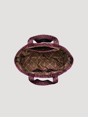 Leopard Print Canvas Tote in Purple