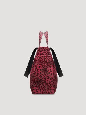 Leopard Print Canvas Tote:Red:One Size alternative view 3