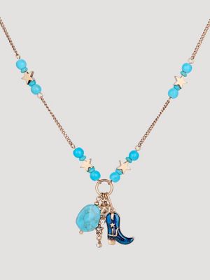 Turquoise Stone Boot Charm Necklace