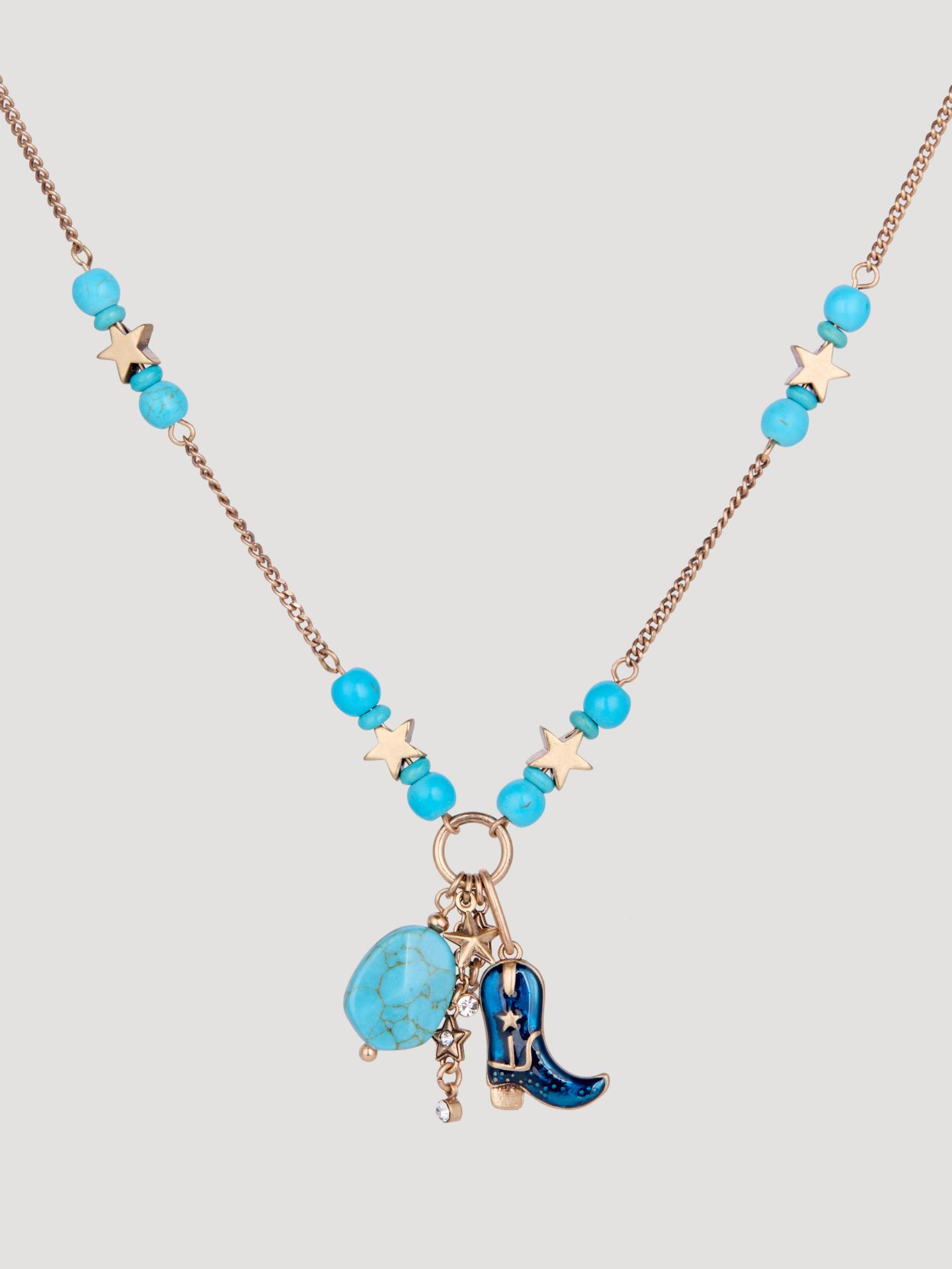 Женское колье Wrangler Turquoise Stone Boot Charm, цвет: Золотой — фото 2