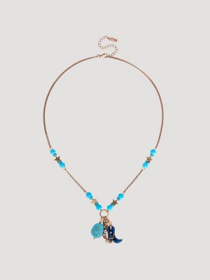 Turquoise Stone Boot Charm Necklace