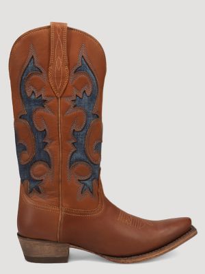 Women's Mavis Denim Snip-Toe Western Boot in Saddle Tan