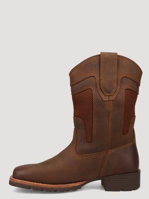 Men's Stockton Square-Toe Vented Western Boot in Bridle Brown