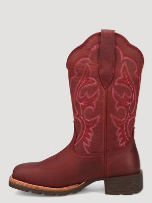 Women's Scarlet Square-Toe Western Boot in Wine