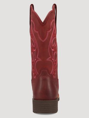 Women's Scarlet Square-Toe Western Boot in Wine