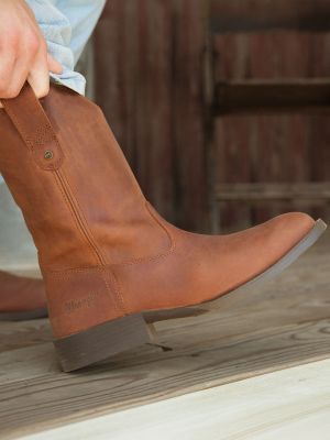 Men's Flint Roper Western Boot in Saddle Tan