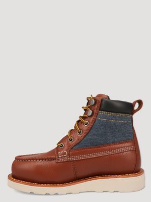 Women's Tessa Steel-Toe Denim Lace-Up Work Boot in Saddle Tan