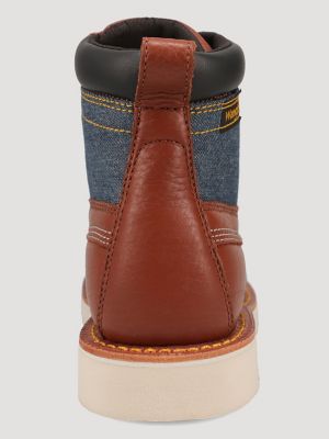 Women's Tessa Steel-Toe Denim Lace-Up Work Boot in Saddle Tan