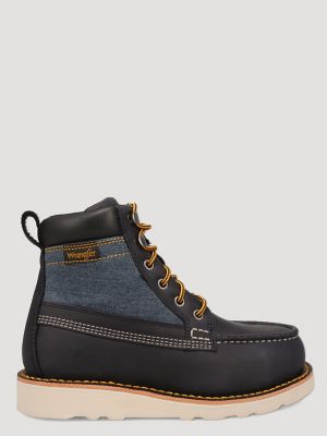 Women's Tessa Steel-Toe Denim Lace-Up Work Boot in Indigo