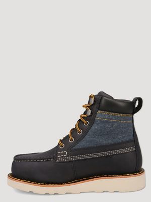 Women's Tessa Steel-Toe Denim Lace-Up Work Boot in Indigo