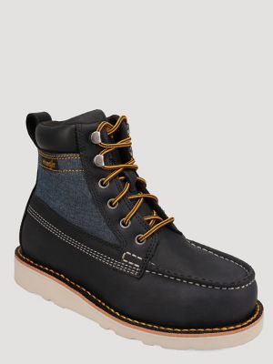 Women's Tessa Steel-Toe Denim Lace-Up Work Boot in Indigo
