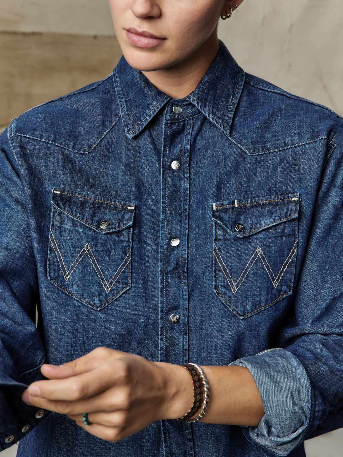 Wrangler x Imogene + Willie 27MW Men's Washed Western Snap, цвет: Потёртый — фото 5