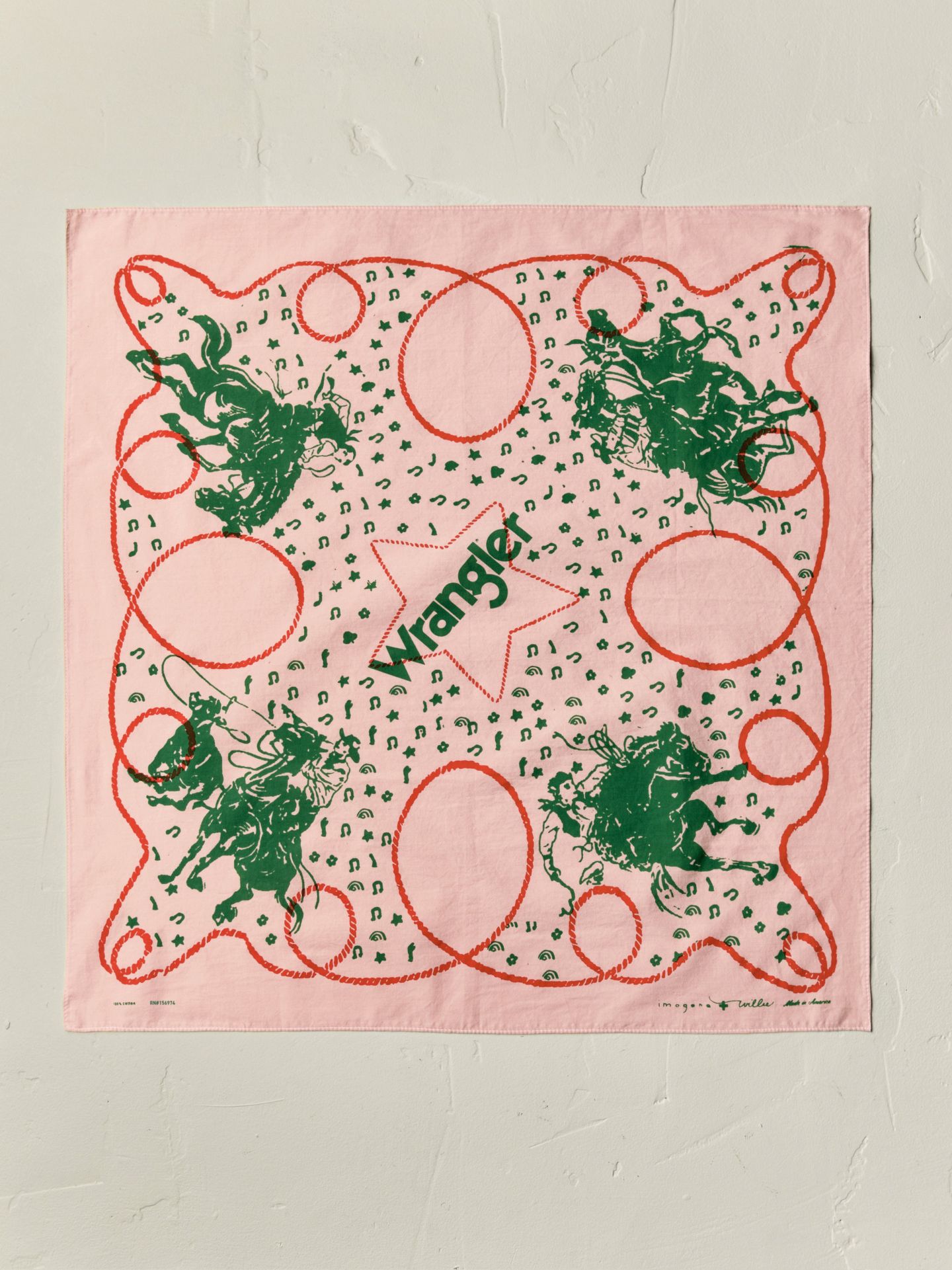 Мужские аксессуары Wrangler x Imogene + Willie Heritage Bandana, цвет: Розовый — фото 1