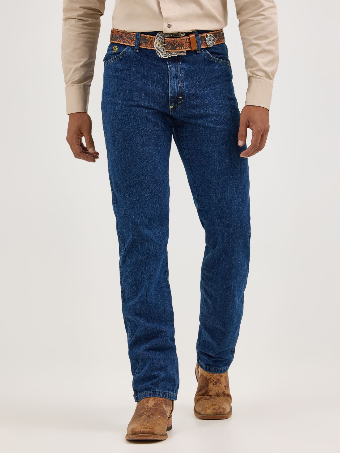 Мужские джинсы Wrangler George Strait Cowboy Cut® Original Fit, цвет: Серо-бежевый — фото 4
