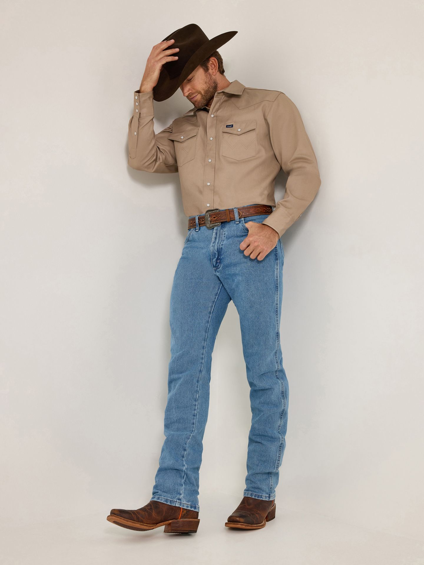 Мужские джинсы Wrangler Cowboy Cut® Original Fit Jean, цвет: Состаренный варёный — фото 2