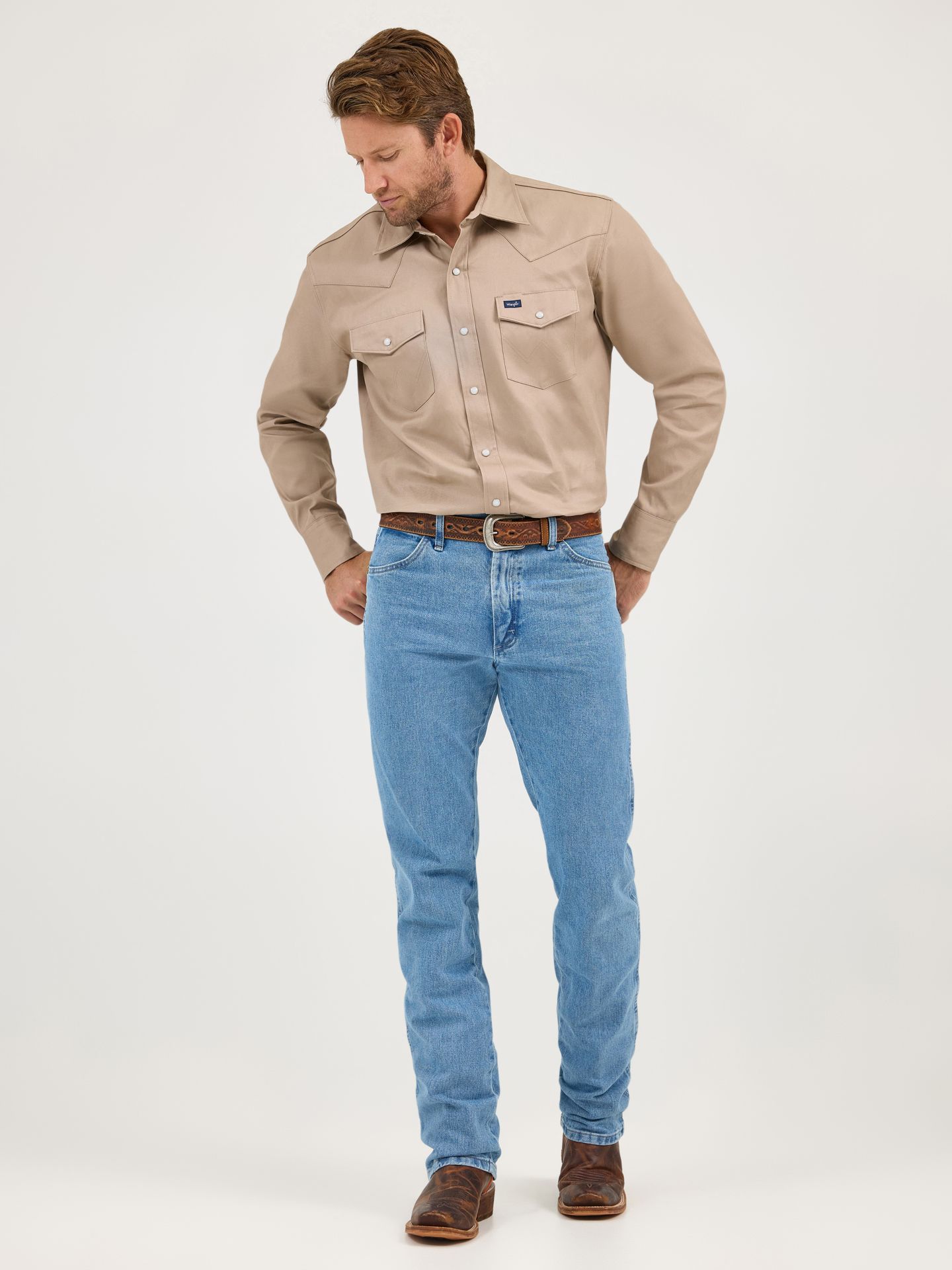 Мужские джинсы Wrangler Cowboy Cut® Original Fit Jean, цвет: Состаренный варёный — фото 4