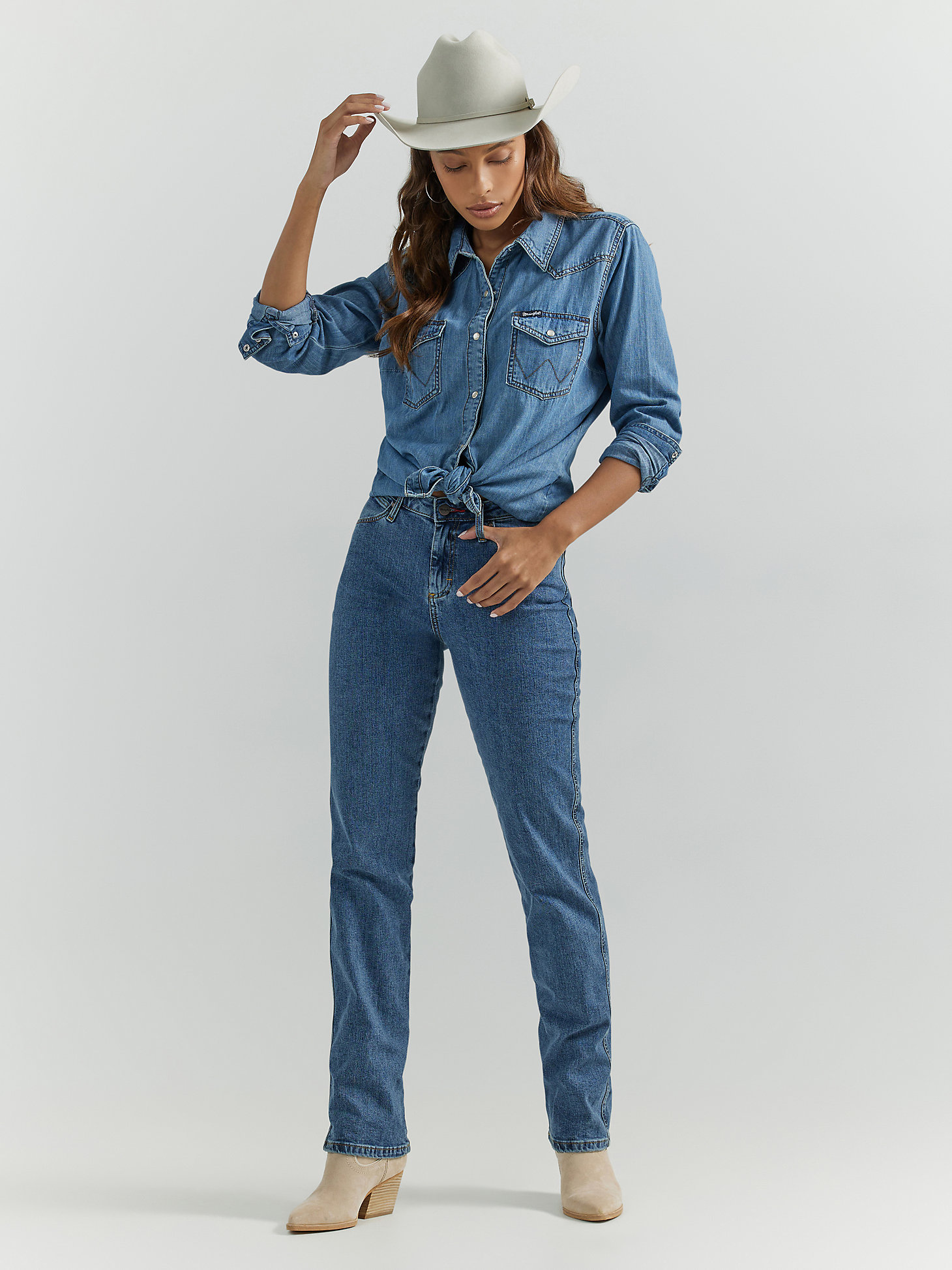 Women's Wrangler® Cowboy Cut® Slim Fit Stretch Jean in Stonewash main view
