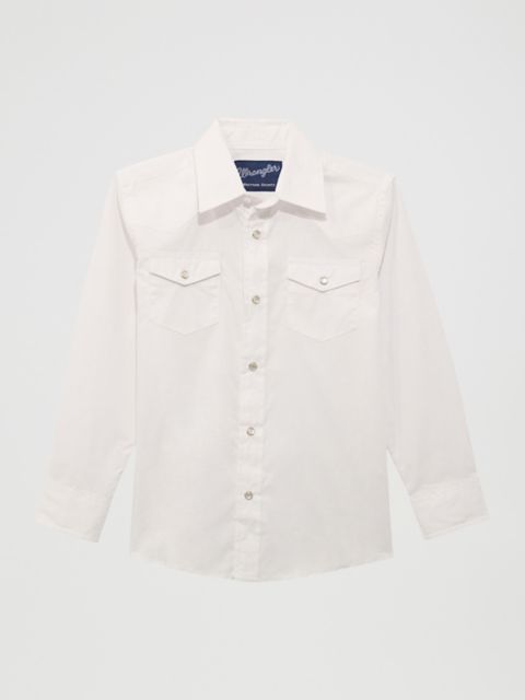 Детские платья Wrangler Boy's White Long Sleeve Dress Western Snap Shirt