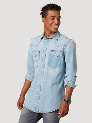 Men's Wrangler® Acid Wash Denim Shirt | Mens Shirts by Wrangler®