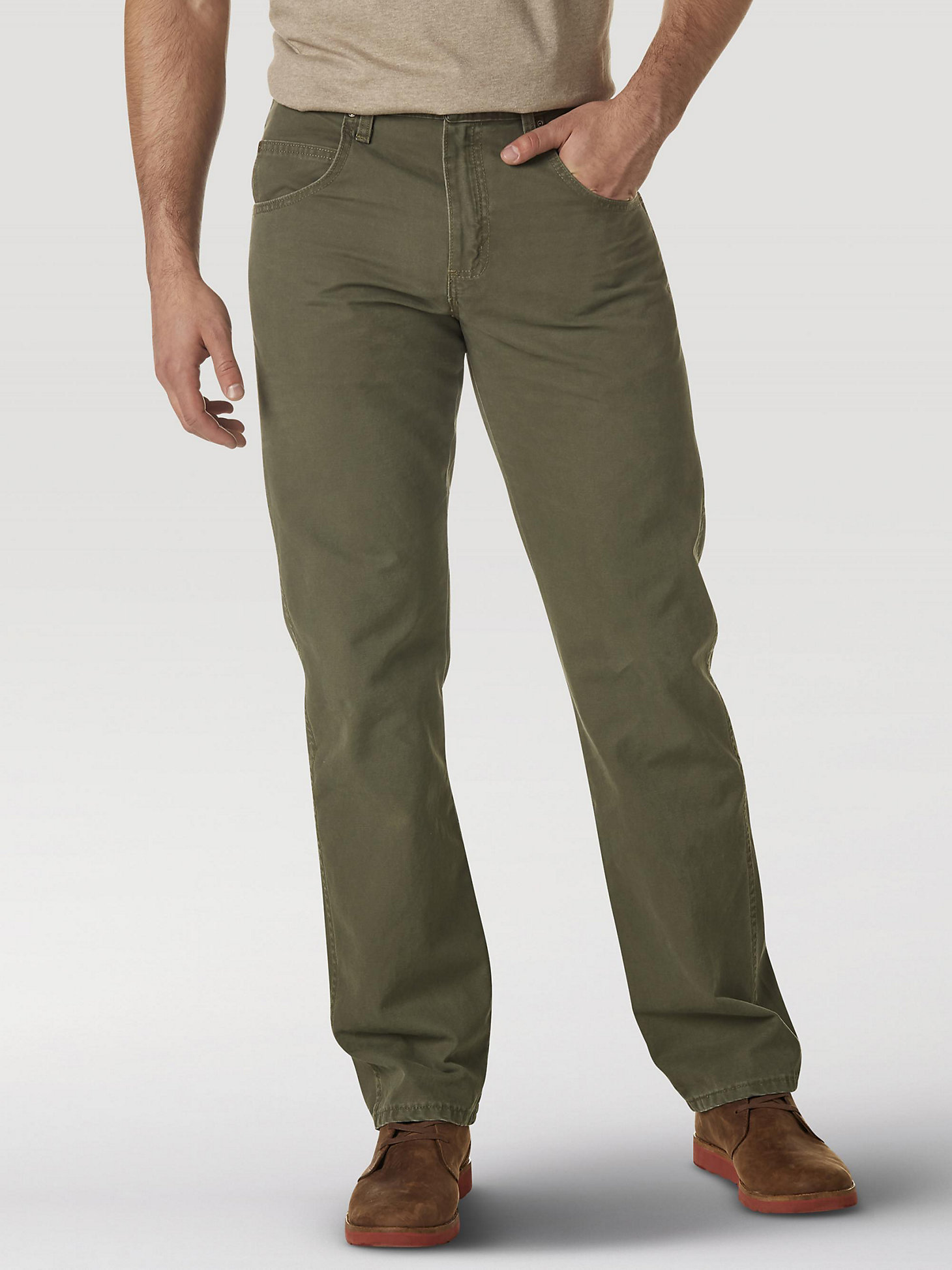 Wrangler Rugged Wear® Regular Fit Straight Leg Canvas Pant in Moss main view