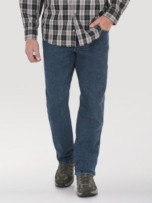Wrangler Rugged Wear 100% Cotton Red Fleece Lined Blue Denim Jeans Size 33  x 30