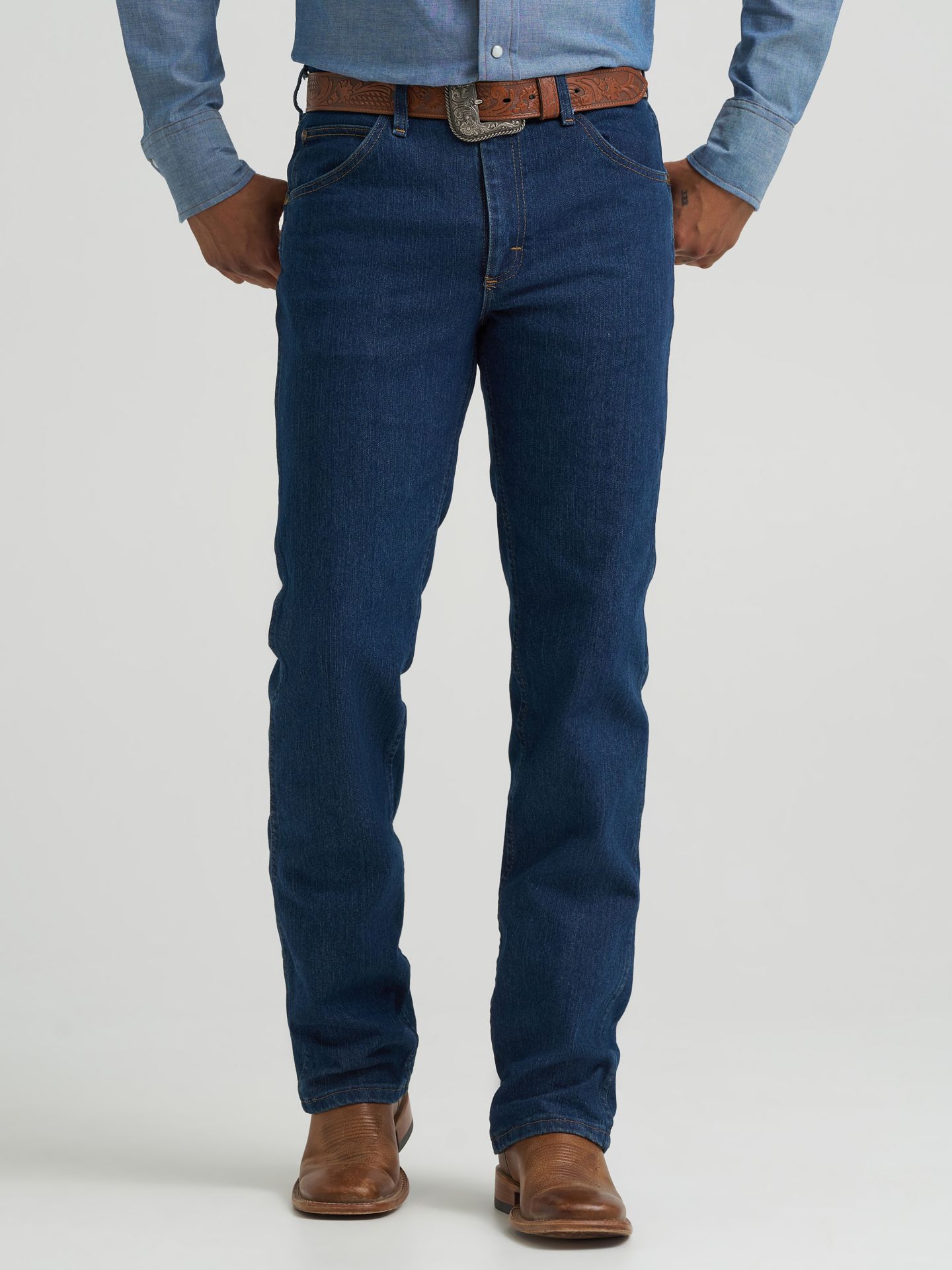 Мужские джинсы Wrangler Premium Performance Cowboy Cut® Advanced Comfort Wicking Slim Fit, цвет: Тёмно-синий — фото 3